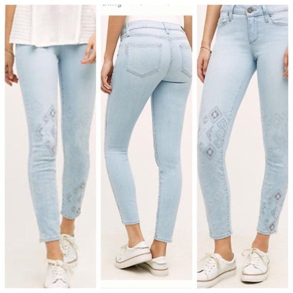 PAIGE Denim - Paige Embroidered Skinny Crop ankle Jeans